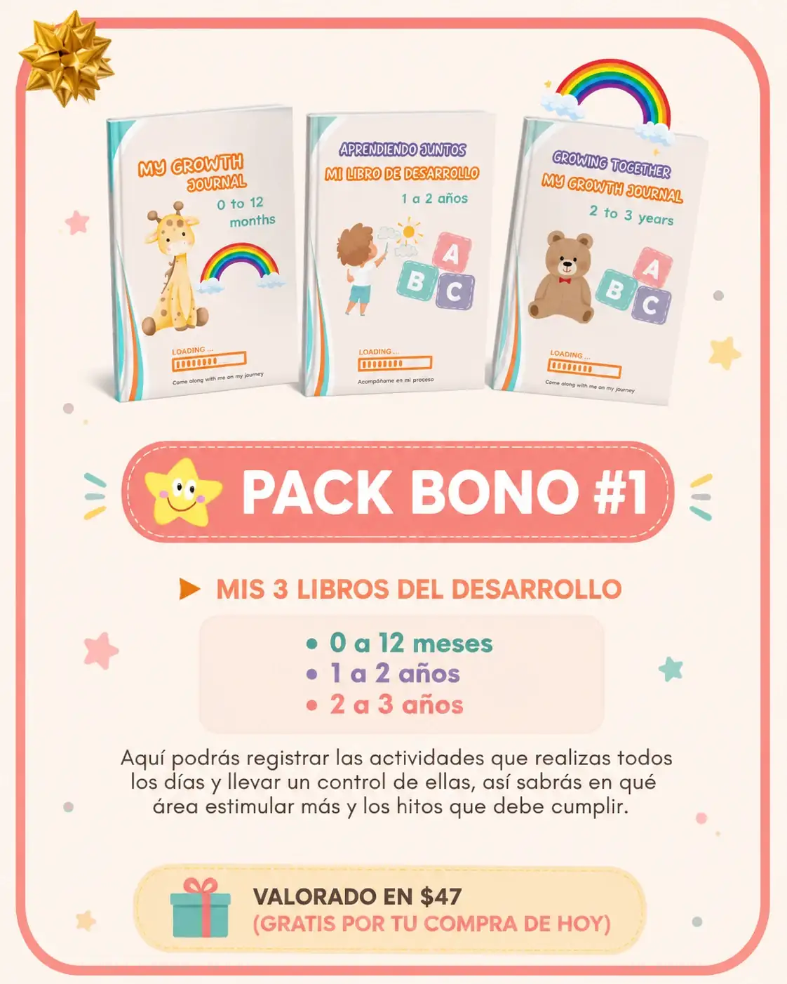 Pack Bono 1: Mis 3 libros del desarrollo de 0 a 12 meses, 1 a 2 años y 2 a 3 años