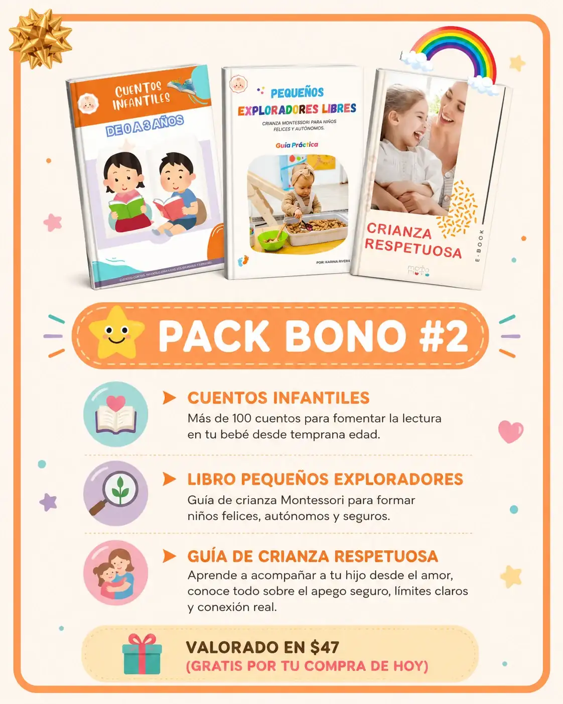 Pack Bono 2: Cuentos infantiles, Libro Pequeños exploradores y Crianza respetuosa